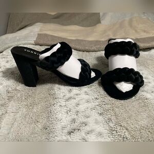 Torrid Black Braided Block Heel Slide Sandals